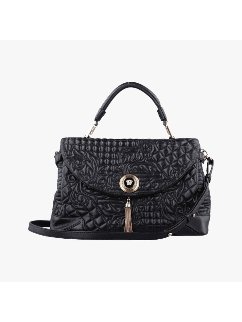 Versace Embossed Leather Thalia Vanitas Black